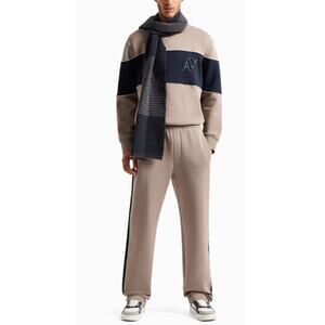 Armani Exchange Beige Crewneck Stretch Contrasting Band Sweatshirt Size XXL